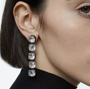 Swarovski Rhodium-Plated Harmonia linear earrings
